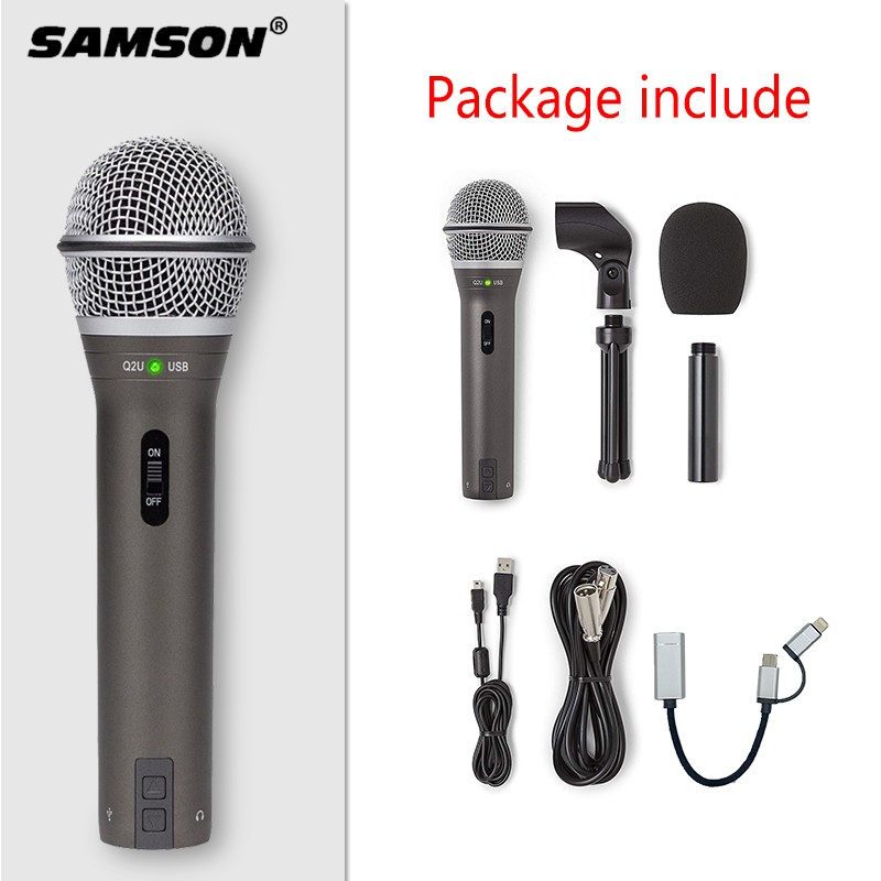 Original Samson Q2U USB / XLR Dynamic Microphone Recording and