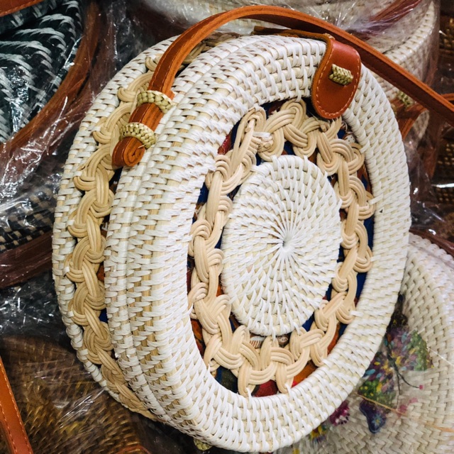 RATTAN BAG FROM BALI WHITE DOUBLE BRAIDED Shopee Philippines