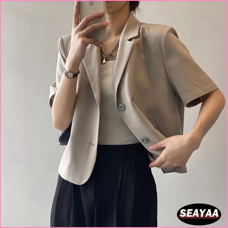 blazer for women korean style crop top plus size office formal short ...