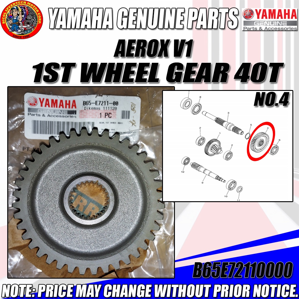 AEROX V1 1ST WHEEL GEAR 40T (YGP) (GENUINE B65E721110, B65E721100