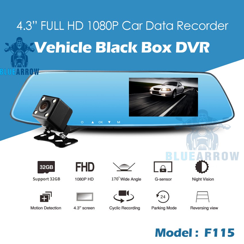 F115 4.3'' HD 1080P Rearview mirror dual channel recorder Shopee Philippines