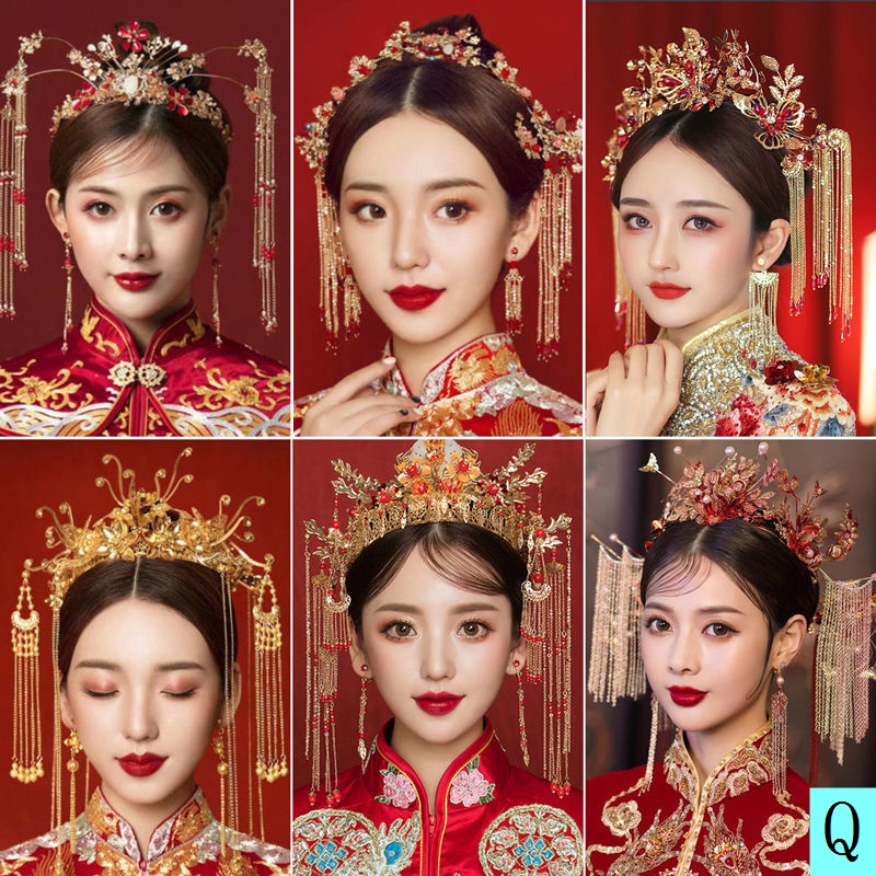 Xiuhe Headdress Bridal Wedding Hair Accessories Chinese Style He Clothing  Step Shaking Atmospheric Phoenix Crown Ancient Costume Women