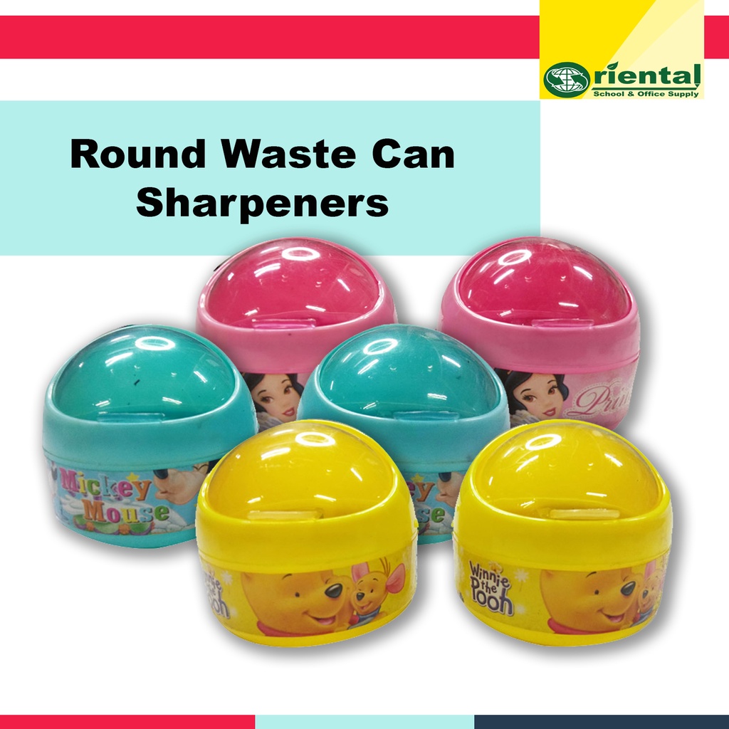 Cute Round Pencil Sharpener Character Miniature Waste Bin Can