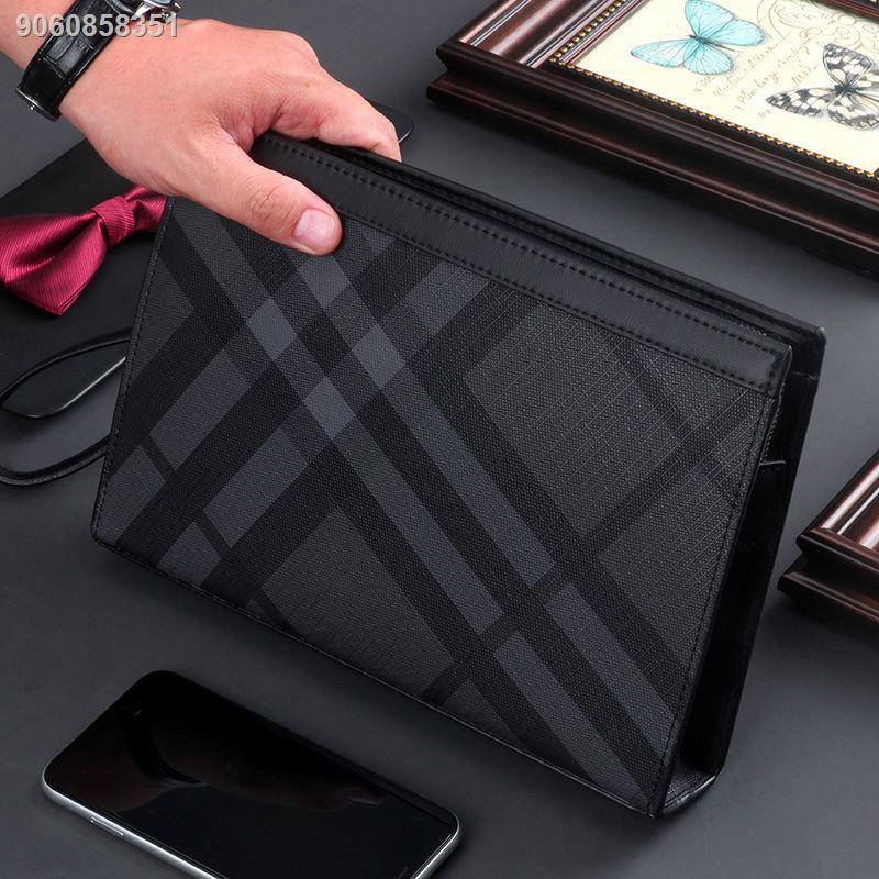 Handbag men s fashion trendy brand men s clutch bag large capacity casual business clutch bag plaid