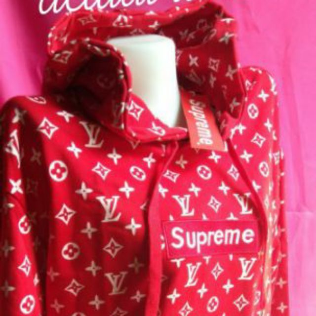 red lv supreme hoodie
