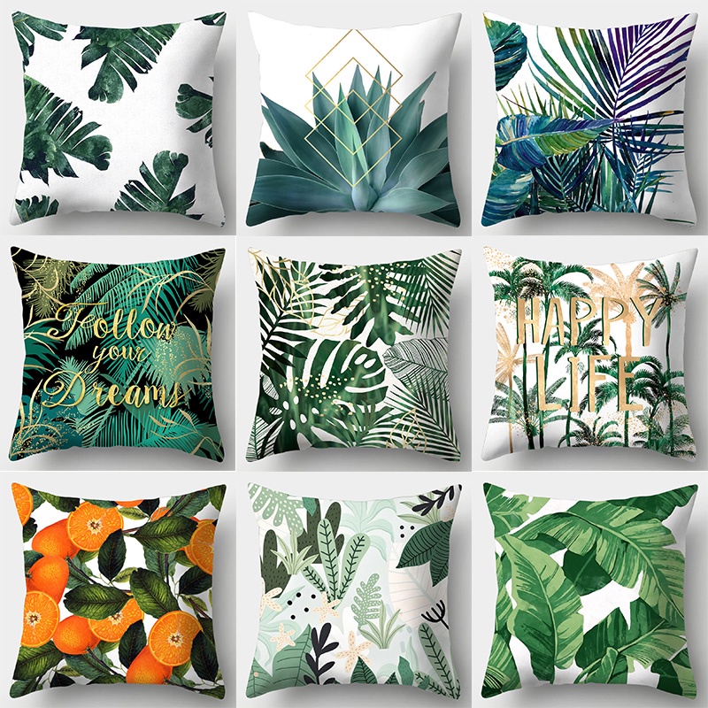 Tropical Leaves Sofa Pillow case Cotton Throw pillow case 45cmX45cm ...