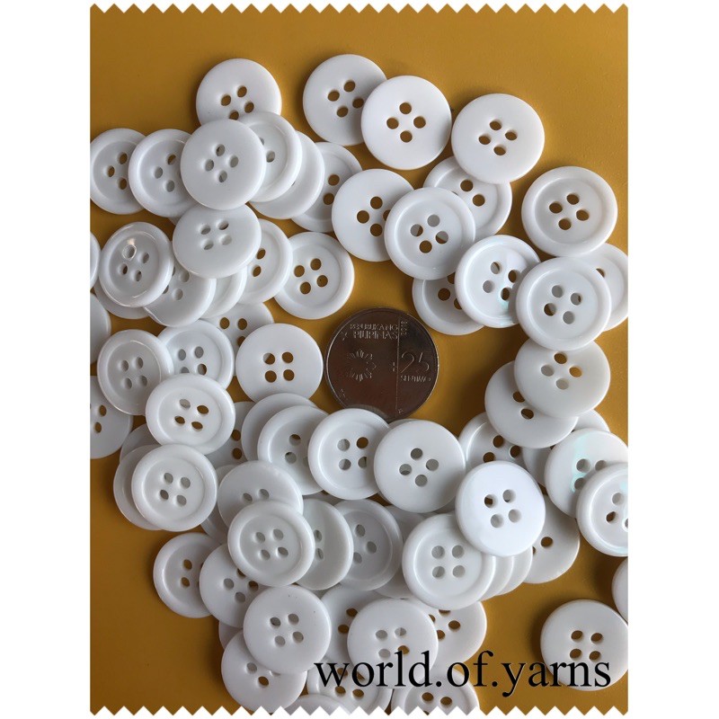 2 Hole White Buttons 1 inch (10 pcs)