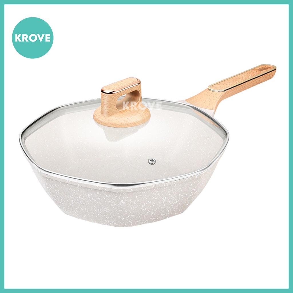 32cm Octagon Wok Nordic Non Stick Ceramic Aluminum Cookware Frypan ...