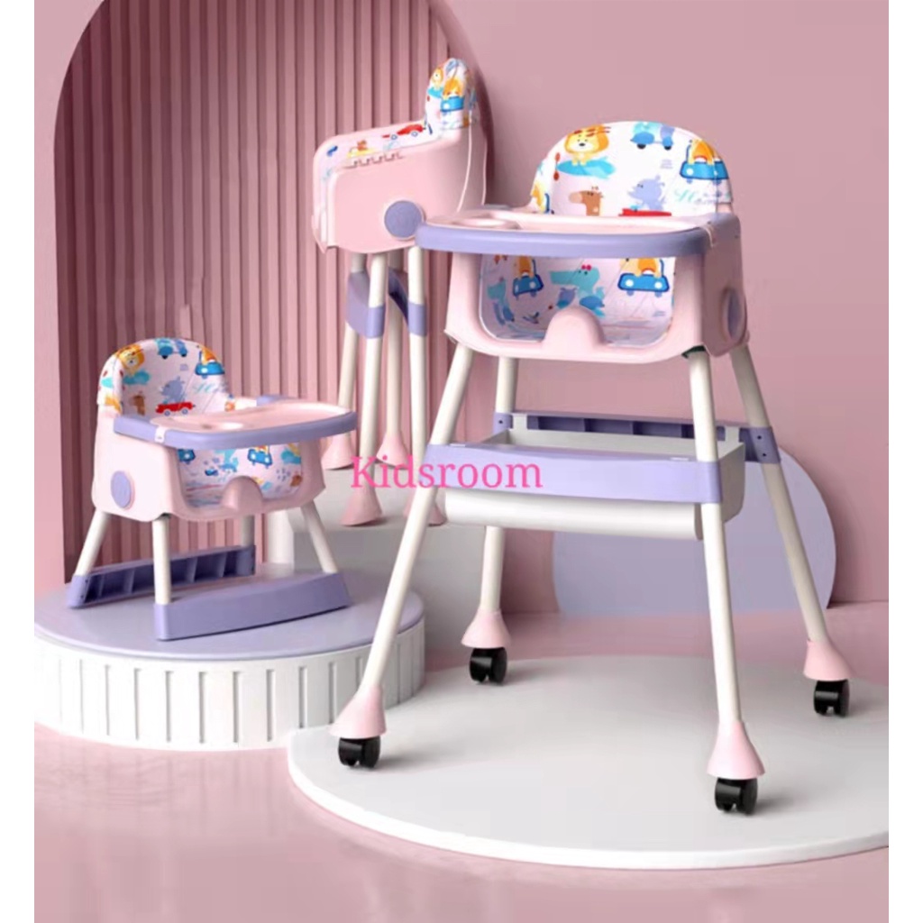 Foldable 2in1 Highchair with Wheels (Baby High Chair) Shopee