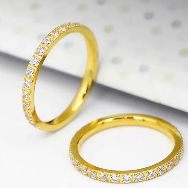 TYshop]Stainless Ring Gold Ring For Women Full Diamond Accessories