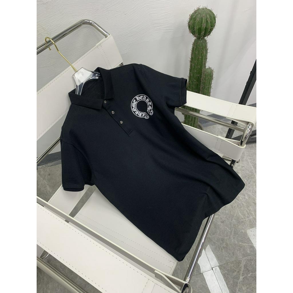 Original Chrome Hearts Cotton V Neck Polo Shirt For Men And Women