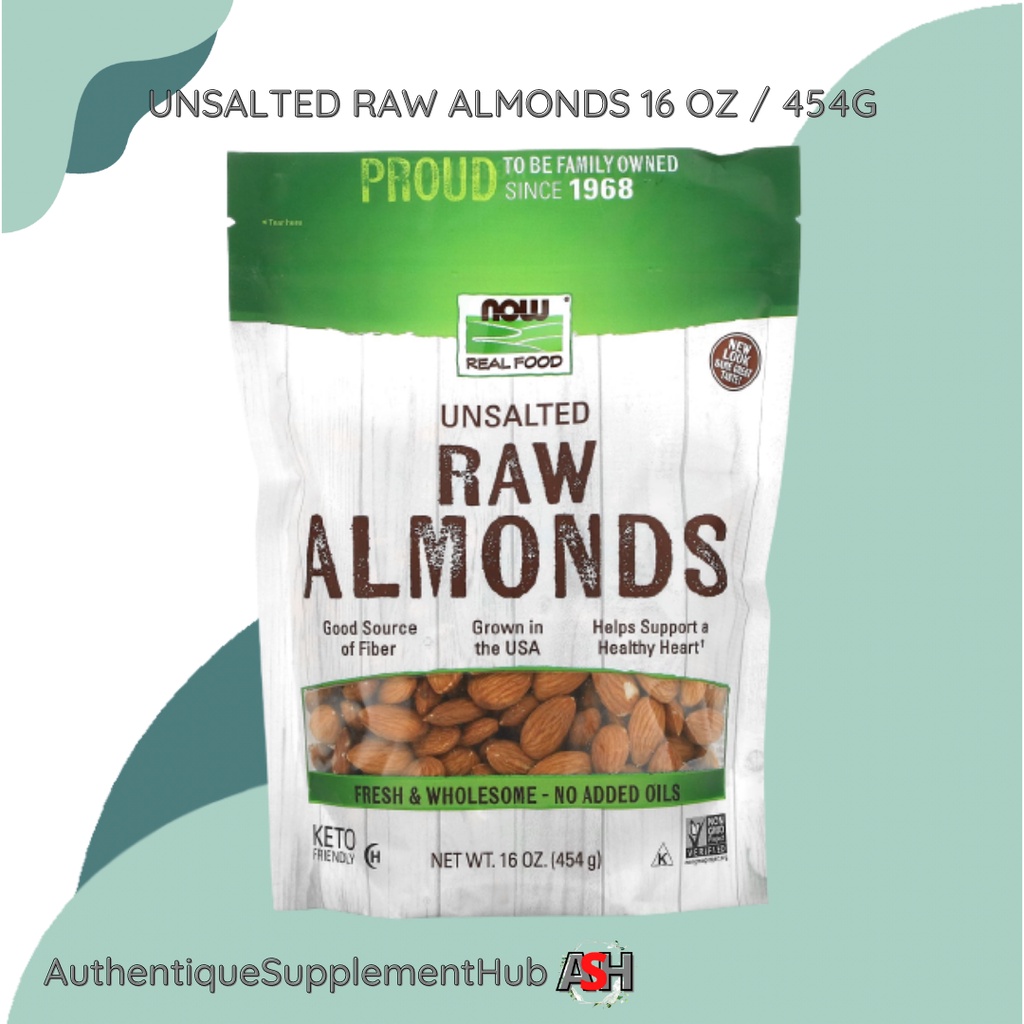 Now Foods, Unsalted Raw Almonds 16 OZ / 454g (100% ORIGINAL/AUTHENTIC ...