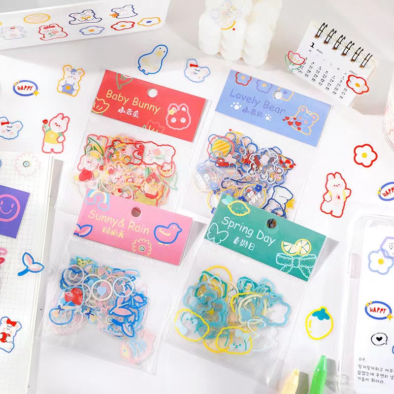 45 pcs sticker pack PET hand account sticker pack cute series material ...