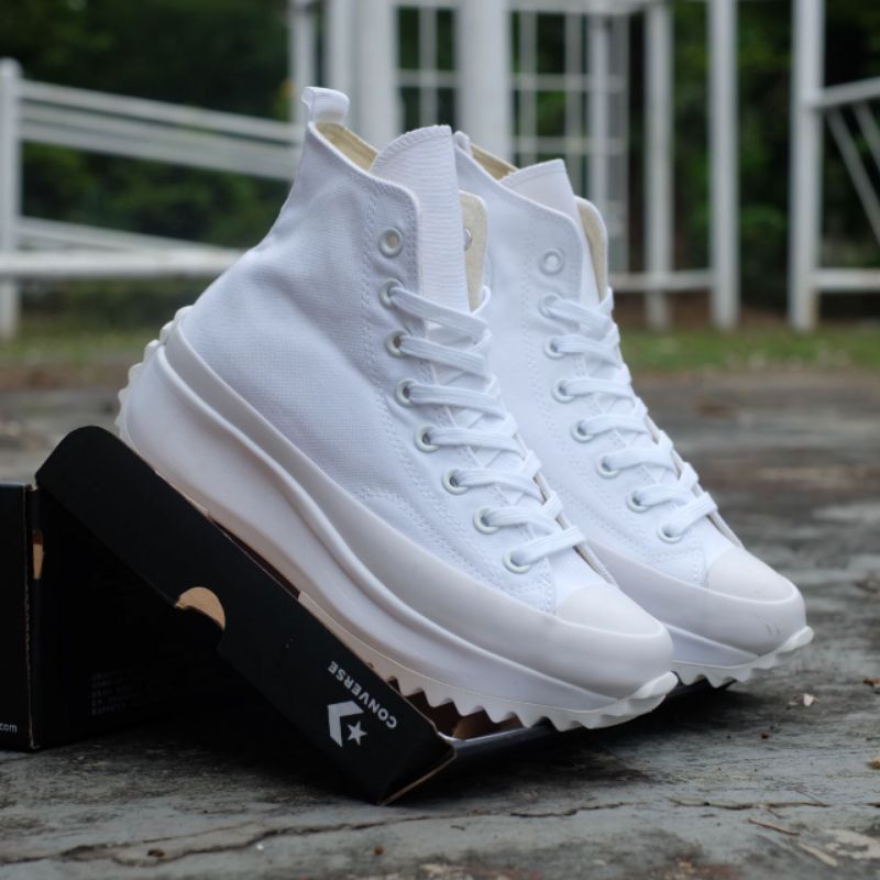 Converse Run Star Hike Lugged High All White Premium Shopee