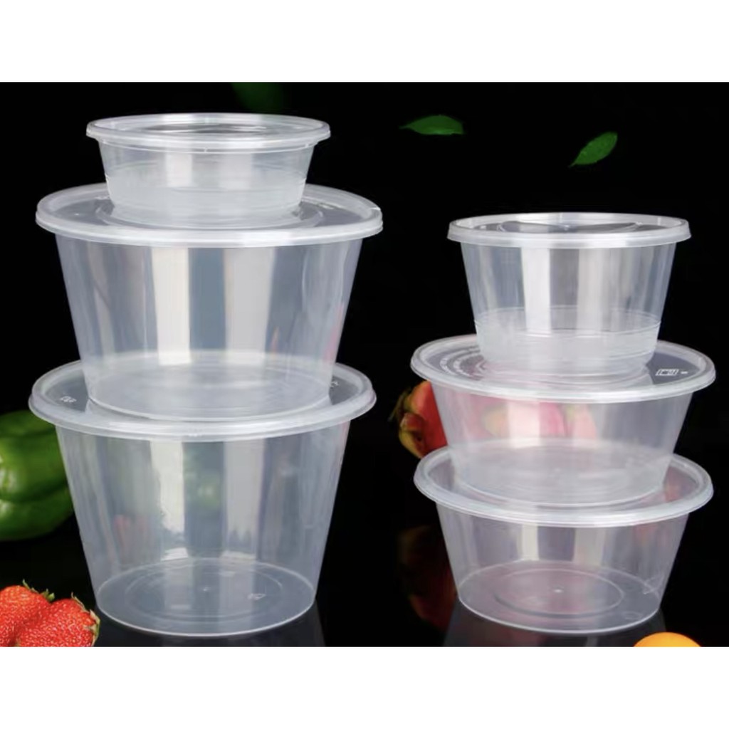 [10pcs] CLEAR ROUND microwaveable plastic takeout containers Shopee