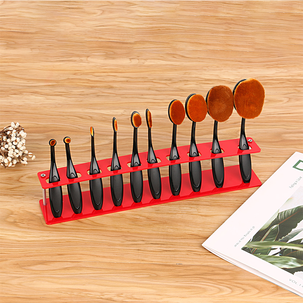 10 Pieces/Set Mixed Size Brushes And 1 Piece Storage Rack, Coloring ...