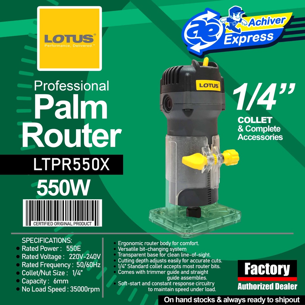 TRIMMER / PALM ROUTER 1/4 550W ( LOTUS LTPR550X ) Shopee Philippines