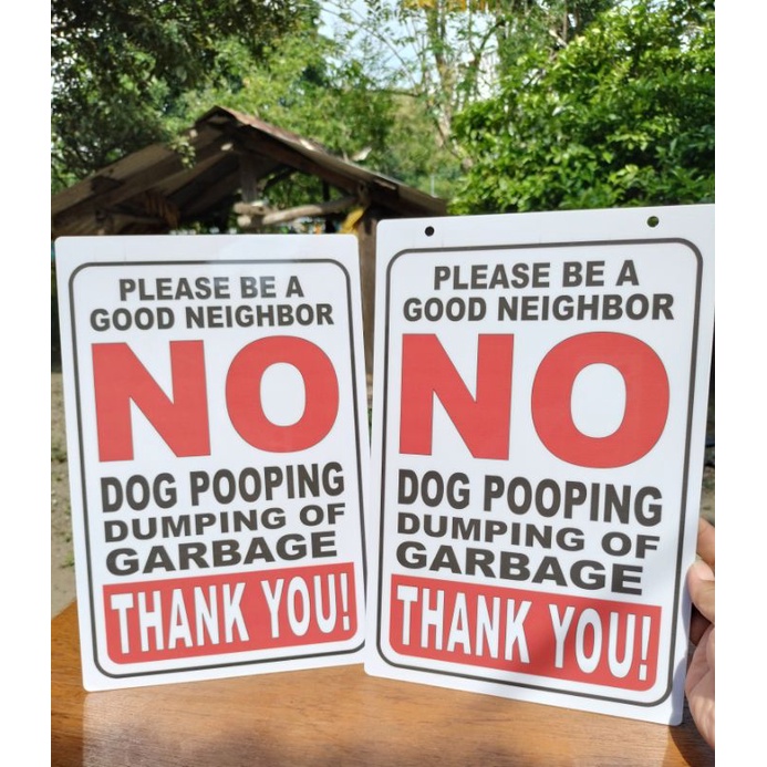 No Dog Pooping, Dumping of Garbage SIGNAGE Material: PVC Plastic (like ...