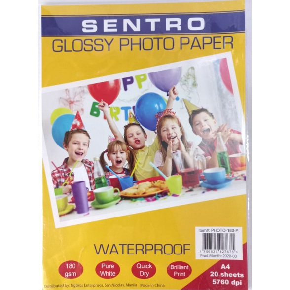 Sentro Glossy Photo Paper 180gsm 20 Sheets A4 Shopee Philippines