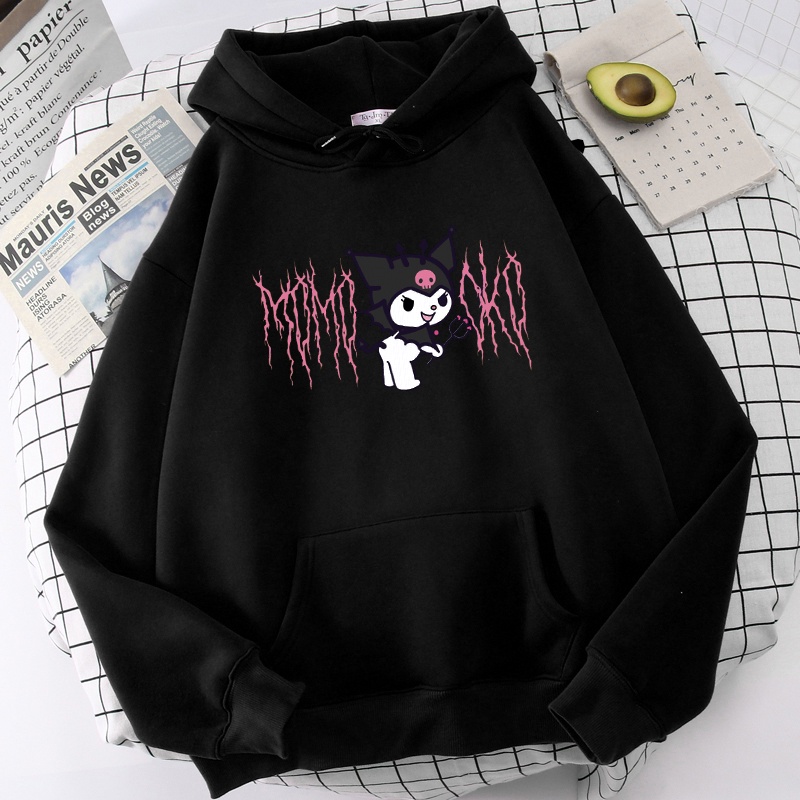 Cartoon cute funny print Kuromi hoodie Hello Kitty hoodie | Shopee ...