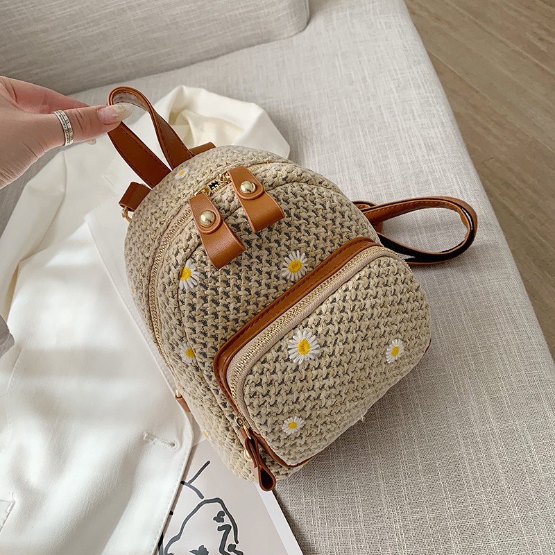 Casual Straw Women Backpacks Wicker Woven Travel Bag Bohemia Beach ...