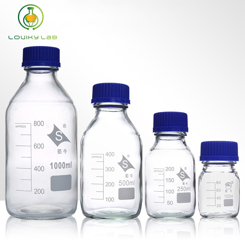 Reagent Bottle 1001000ml Blue Cap Glass Bottle Chemistry Lab Screw