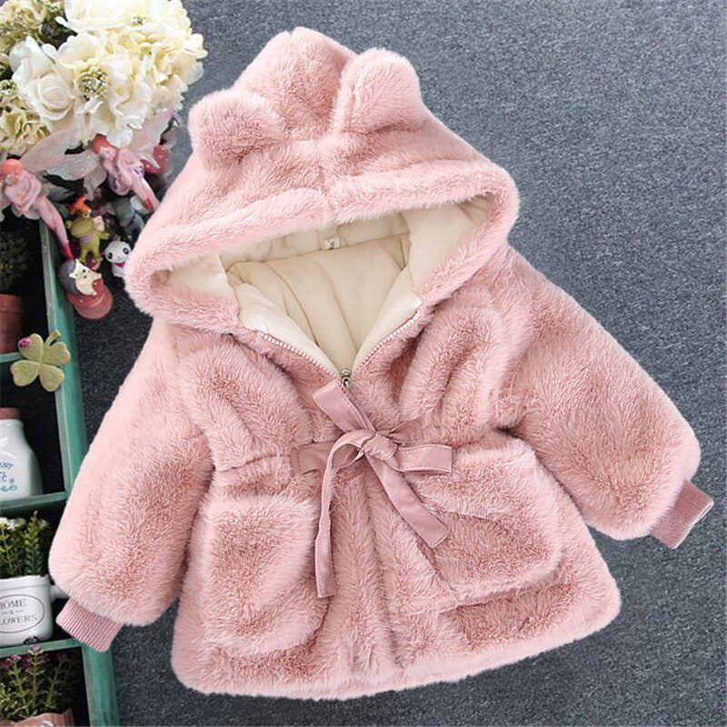Winter baby girl warm fur coat new girl woolen sweater fur quilted