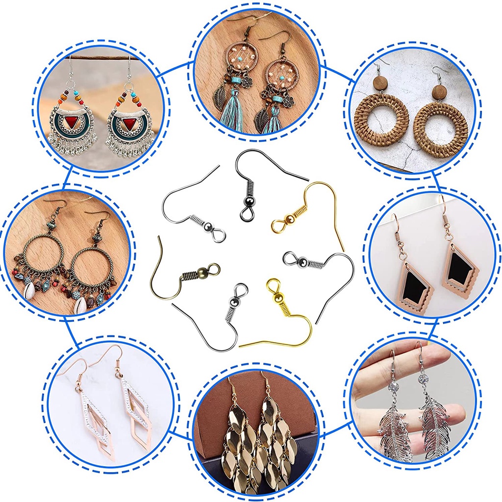 2pcs Alloy Earring Hooks Ear Wires with Ball and Coil, 7