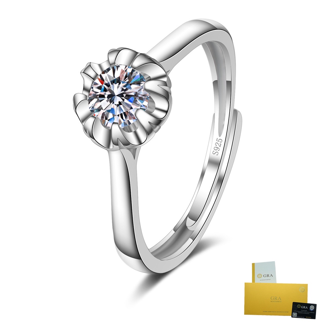 with Gra Certificate S925 Silver Ring Simple Fashion White Diamond Ring Fine Jewelry