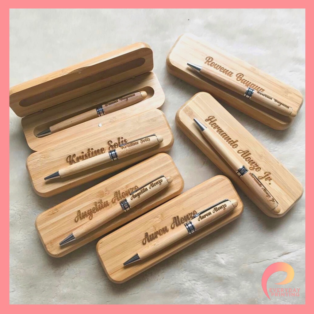 Custom Wooden Pen with Wooden Case - Laser Engraved or Decal Stickers ...