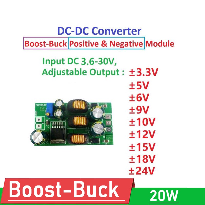 20W DC-DC Boost Buck Converter 3.6V-30V TO Positive & Negative POWER 5V ...