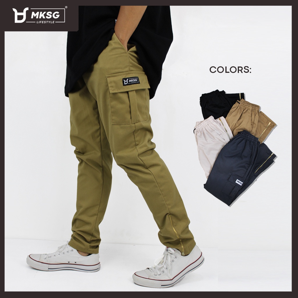 MKSG 4 pocket Zipped Cargo Pants with FREE Wallet (Semi-Slim Fit ...