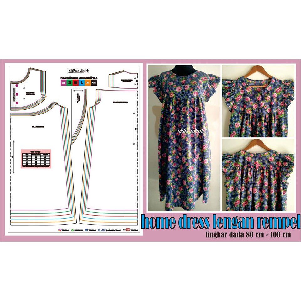 Homedress Pattern Adult Rempel Sleeve A (Chest Circle 80 cm - 100 cm ...