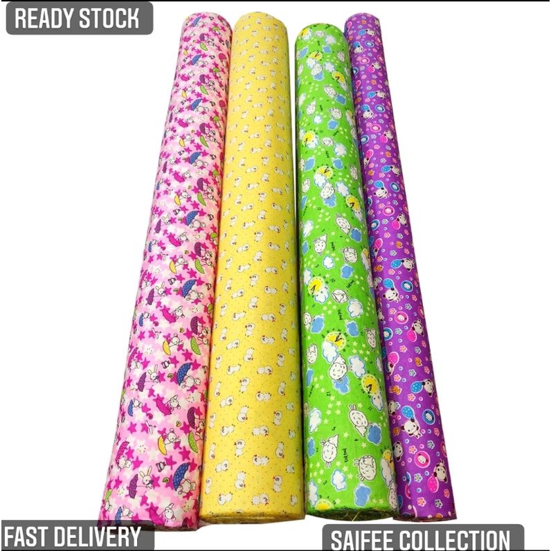 Cartoon Patterned Cotton Fabric - 40