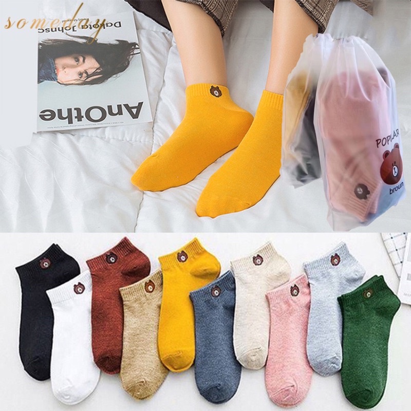 Someday Set of 10 Pair Printed Bear Ankle Socks Couple Socks Unisex ...