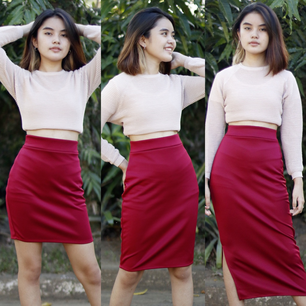 Pencil cut skirt shopee best sale