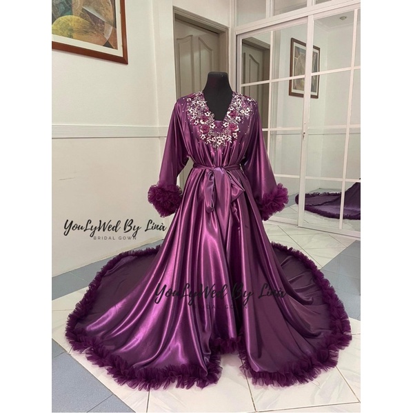 Bridal Robe Longback in silk Satin (With Inner) | Shopee Philippines