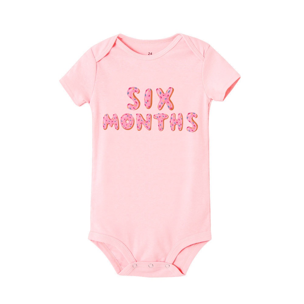 Pink Donut Numbers 1 12 Months Baby Girl Onesies Newborn Monthly Milestone Romper Cute Donut Infant Girls Jumpsuit Bodysuit Shopee Philippines