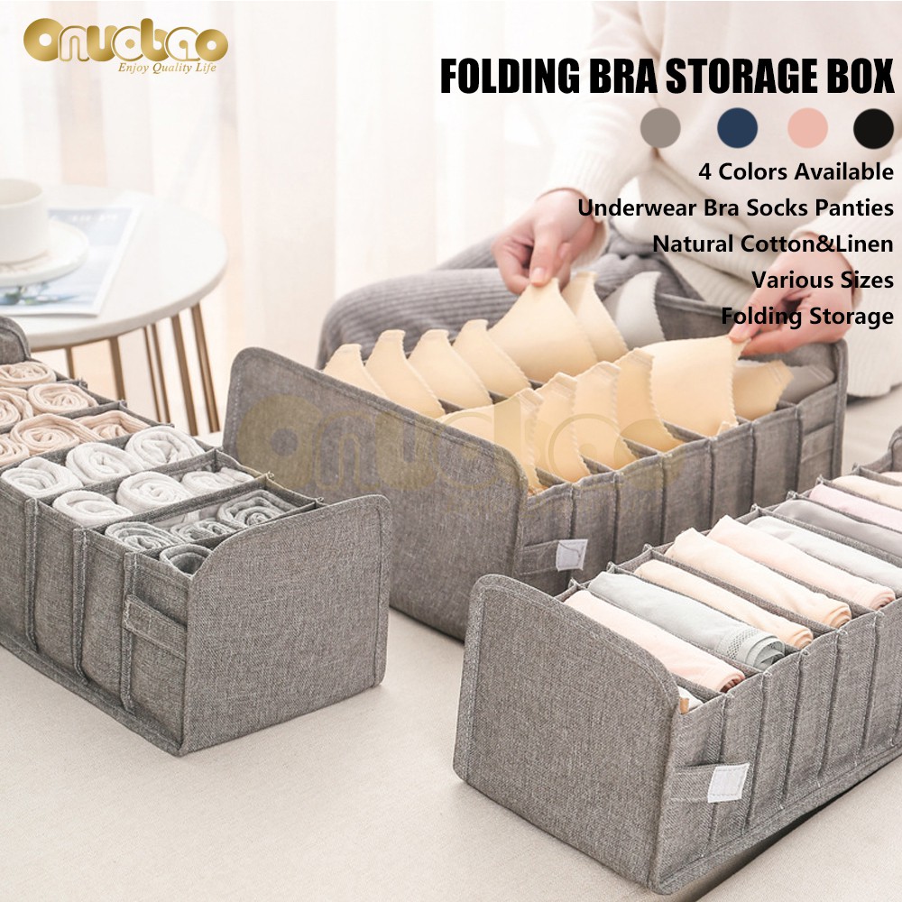 Onuobao Foldable Bra Storage Bag Cotton Underwear Storage Box for Women