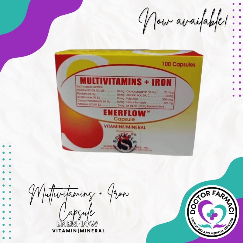 MULTIVITAMINS + IRON CAPSULE (ENERFLOW) 100s Shopee Philippines