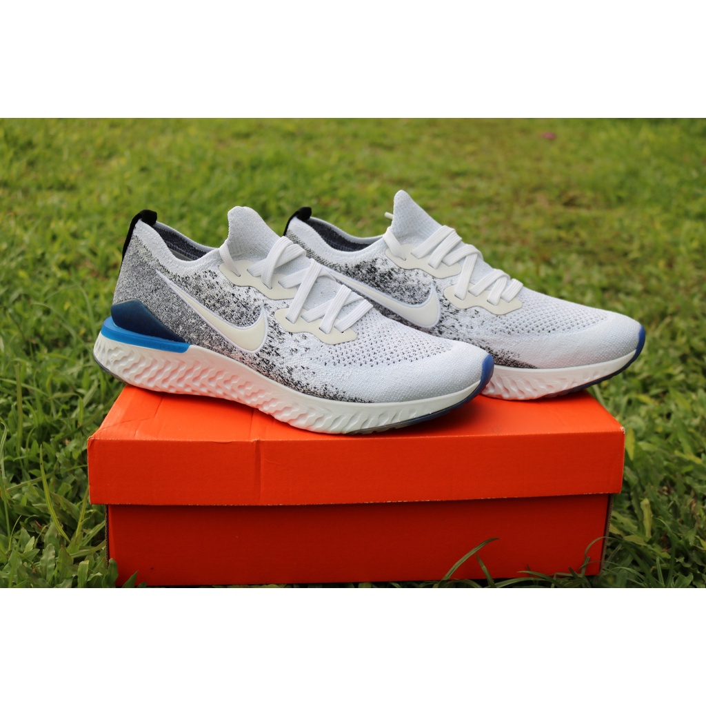 Epic react flyknit 2 men's running shoe hotsell white/white-black-racer blue