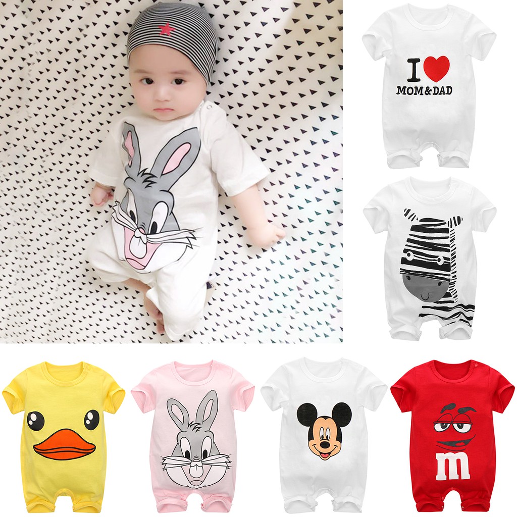Ready Stock Unisex Baby Romper Cartoon Jumpsuit Newborn Infant