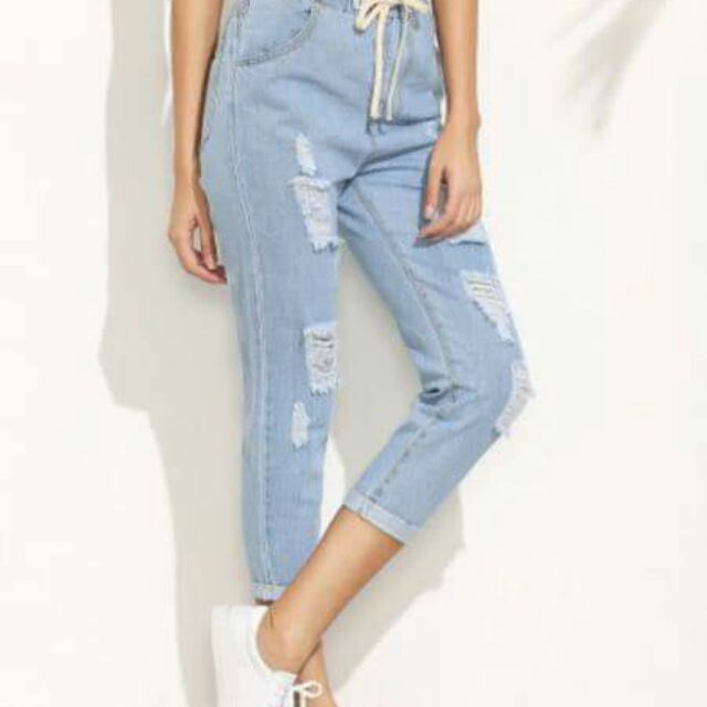 Garterized hot sale denim pants