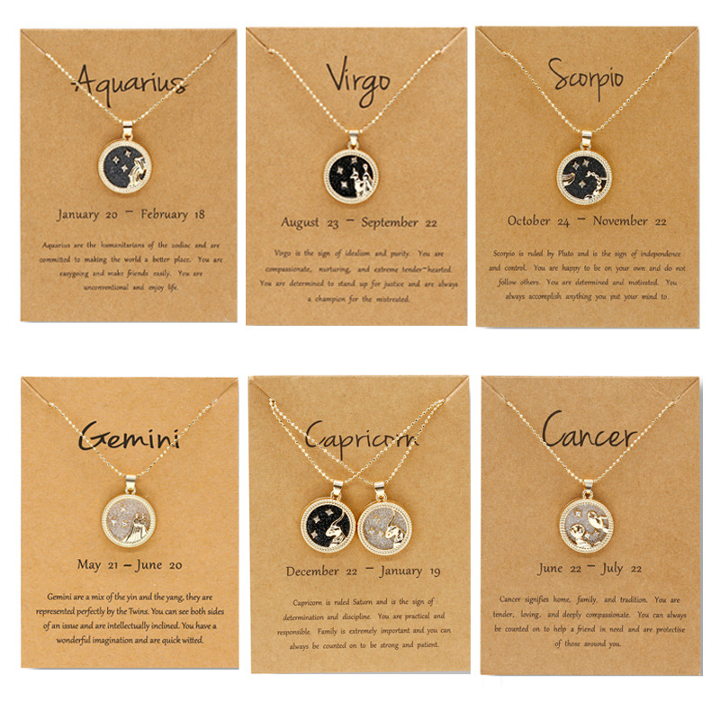 2020 Fashion 12 Constellation Necklaces for Women Men Gold Color