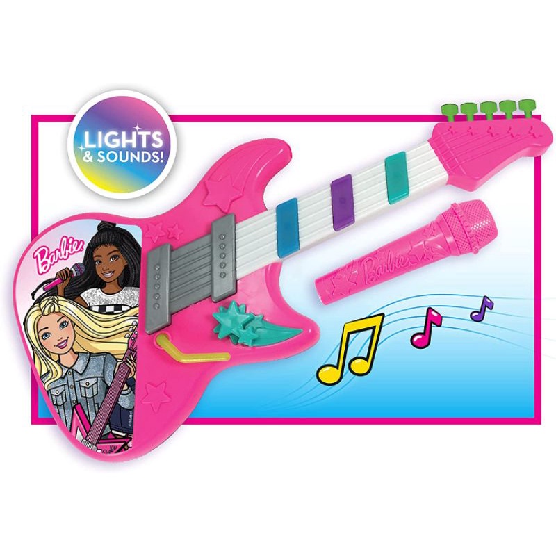 Barbie Rock Star Guitar, Interactive Electronic Toy Guitar with Lights ...