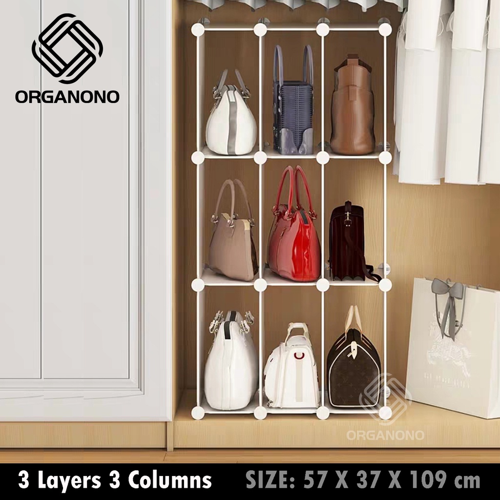 ORGANONO DIY Wardrobe Partition Bag Storage Cabinet Layer Shelf jmTA