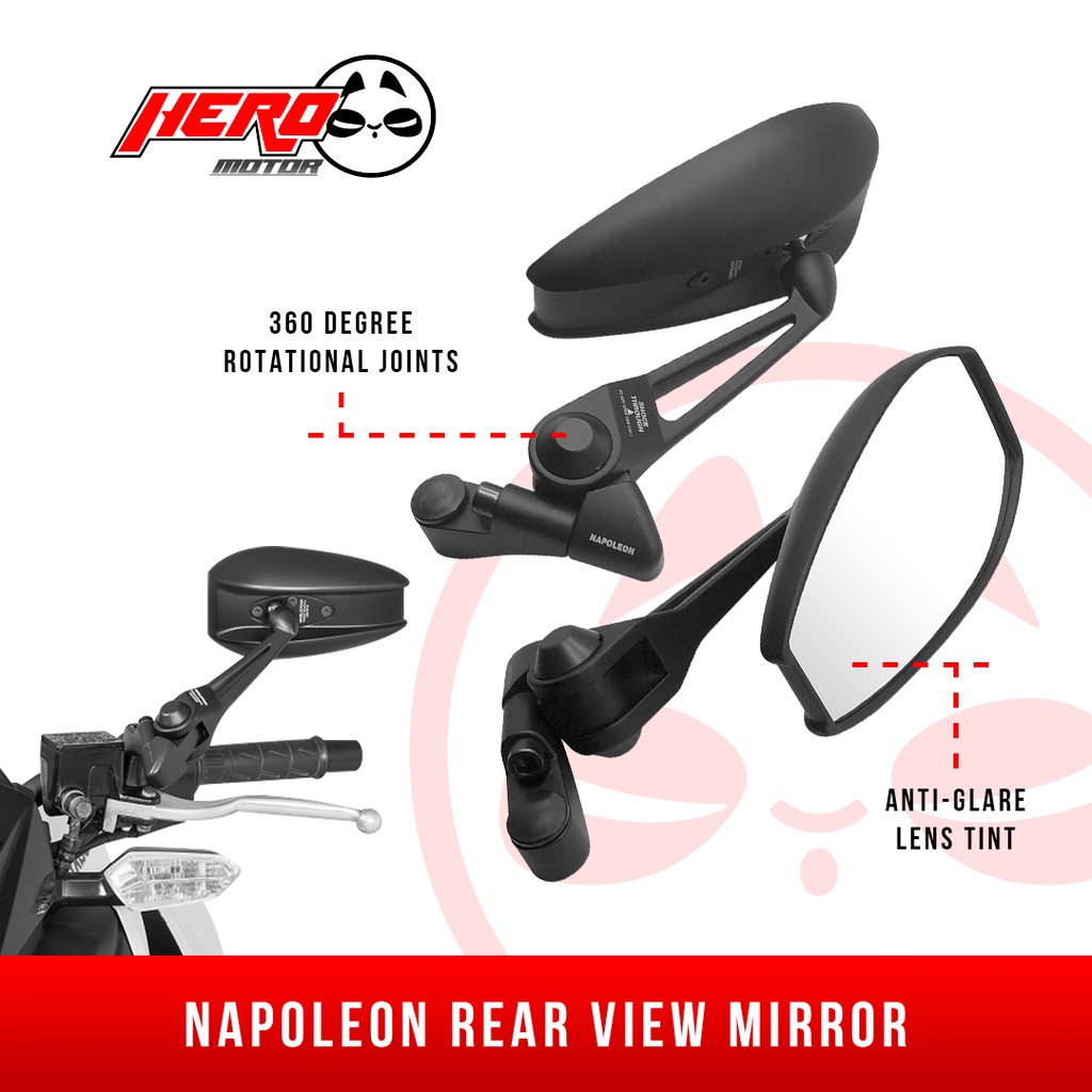 Street King Side Mirror Heavy Duty AntiGlare Lens 360 Degree Rotational Universal Shopee