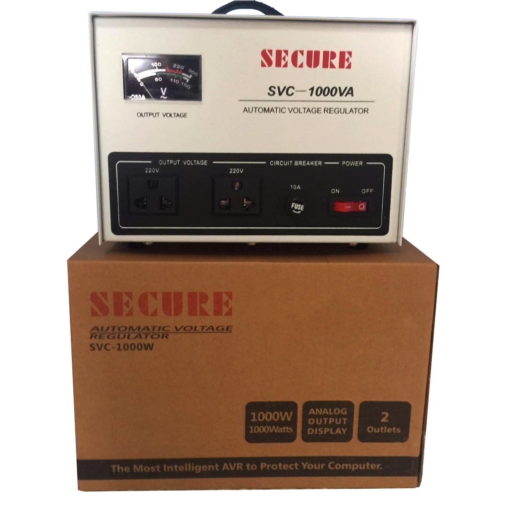 SECURE 1000W SERVO-TYPE AVR W/ METER 2-UNIVERSAL SOCKETS (SVC-1000VA ...