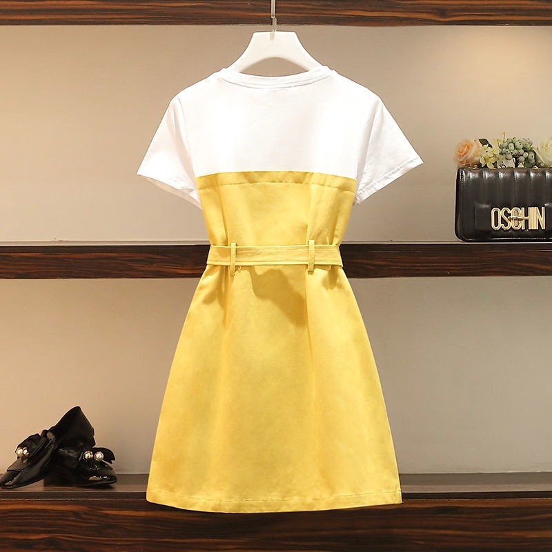 plus size dress women casual short dresses summer slim a line yellow plus size dress Shopee Philippines