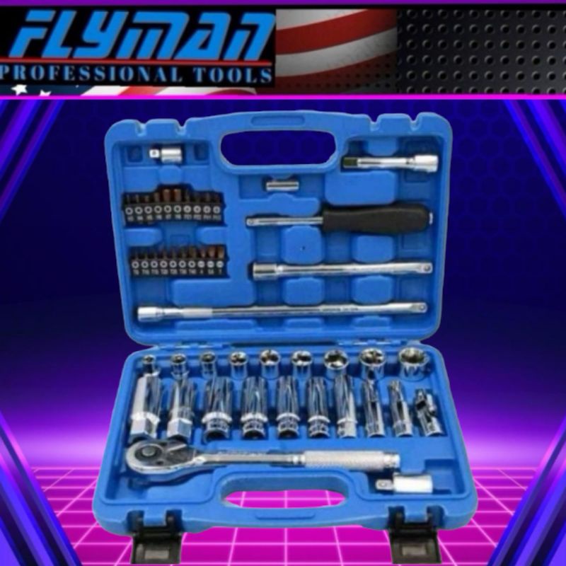 Flyman original 47pcs deep socket set 3/8 drive heavy duty | Shopee ...